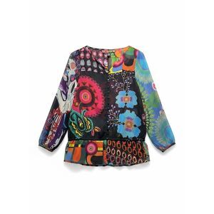 Desigual Artsy Sheer Blouse Size Medium Multicolor Floral Funky Women’s
